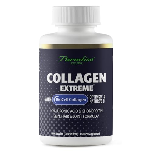 Pre-Order | Arrives in 5–10 Days – Paradise Herbs Collagen Extreme with Biocell Collagen, Hylauronic Acid and Nature's C, for Healthy Hair, Skin, and Joints, 60 Capsules