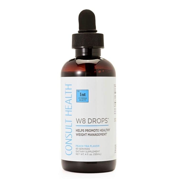 Pre-Order | Arrives in 5–10 Days – Consult Health W8 Drops – Helps Promote Healthy Weight Management - Peach Tea Flavor – 60 Servings 4 fl. oz. (1pack)