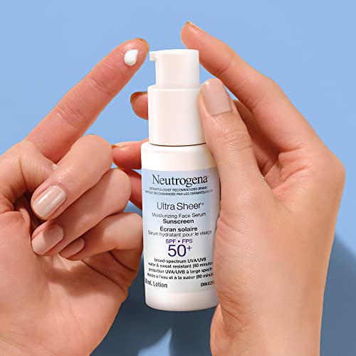 Neutrogena Ultra Sheer Moisturizing Face Serum Sunscreen SPF 50+ - with Vitamin E - UVA/UVB Protection - Fragrance Free - 50 mL