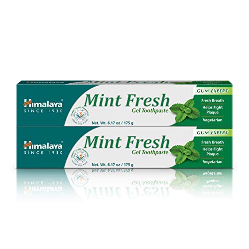 Himalaya Mint Fresh Gel Toothpaste, Fluoride Free to Reduce Plaque & Brighten Teeth, Vegetarian, 175 g (6.17 oz), 2 Pack
