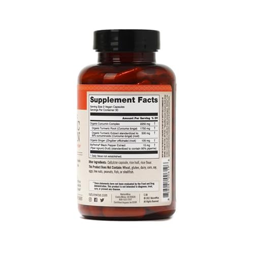 NatureWise Curcumin Turmeric 2250mg - 95% Curcuminoids & BioPerine Black Pepper Extract for Advanced Absorption - Daily Joint and Immune Health Support - Vegan, Non-GMO, 90 Count[30-Day Supply]