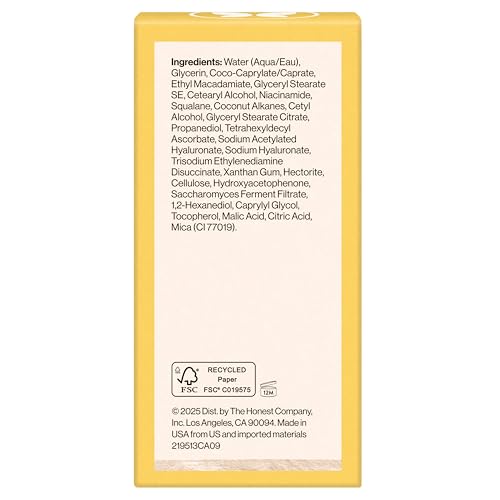 Honest Beauty Everyday Radiance Vitamin C Lightweight Moisturizer | Brightens + Improves Skin Tone | Gentle for Sensitive Skin, Fragrance Free, Vegan | 1.7 fl oz
