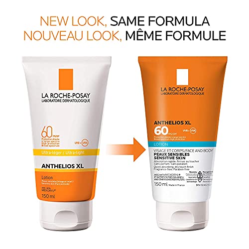 La Roche-Posay Body Sunscreen Lotion, Anthelios Sunscreen Broad Spectrum SPF 60, Fragrance-Free, Non-Comedogenic, Non Greasy, Hypoallergenic, Water Resistant, Dermatologist Recommended, 150ML