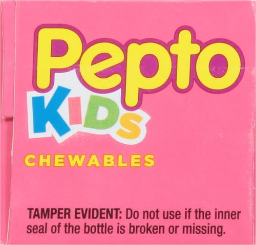 Pepto Bismol Kids Bubblegum Flavor Chewable Tablets for Heartburn,Acid Indigestion,Sour Stomach,and Upset Stomach for Children 24 ct