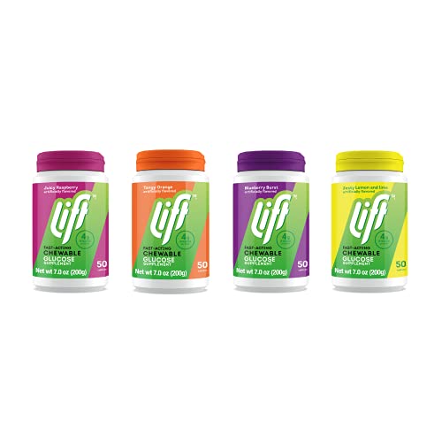 Lift | Fast-Acting Glucose Chewable Energy Tablets | Blueberry | 50 ct Jar (Pack of 1)