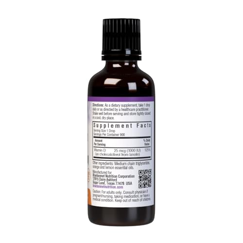 Pre-Order | Arrives in 5–10 Days – BlueBonnet Liquid Vitamin D3 Drops 1000 IU, Citrus, Transparent, Scented, 1 Fl Oz