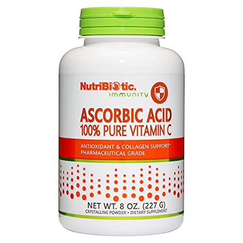 NutriBiotic Ascorbic Acid Vitamin C Powder, 8 Oz | Pharmaceutical Grade L-Ascorbic Acid, 2000 Mg Per Serving | Essential Immune & Antioxidant Collagen Support Supplement | Vegan, Gluten & GMO Free