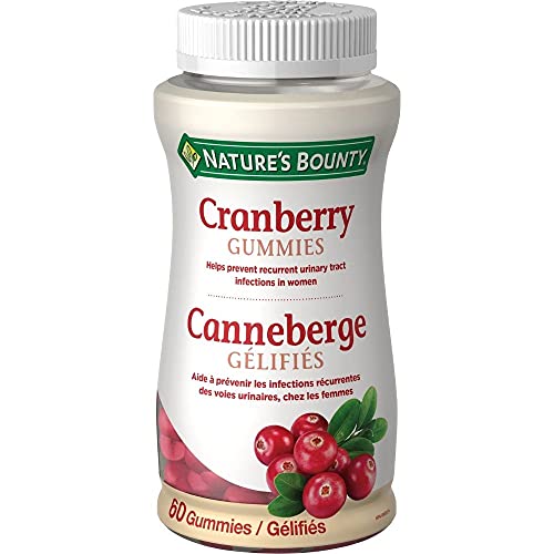 Nature's Bounty Cranberry Gummies Herbal Supplement, Helps Prevent Recurrent UTIs, 60 Gummies, Multi-colored