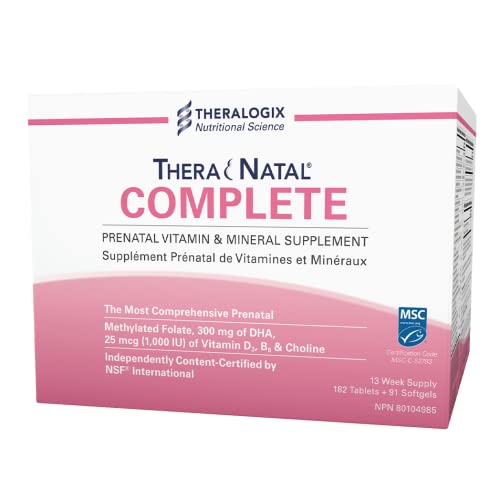 TheraNatal Complete Prenatal Vitamin with DHA, Folic Acid, Choline, & More (13 Week Supply) | Prenatal Vitamins for Women | Comprehensive Pre Natal Multivitamin Formula, NSF Certified