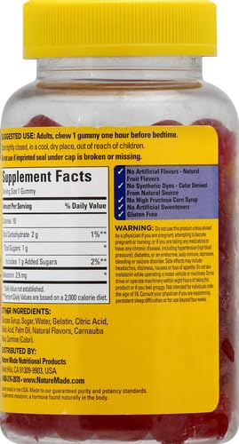 Nature Made Melatonin 2.5 mg Gummies, 100% Drug Free Sleep Aid for Adults, 130 Gummies, 130 Day Supply (Pack of 2)