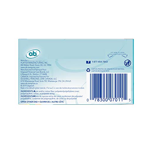 o.b. Original Non-Applicator Tampons, Regular, Super, & Super Plus Absorbancies, 40 Count (Pack of 1)