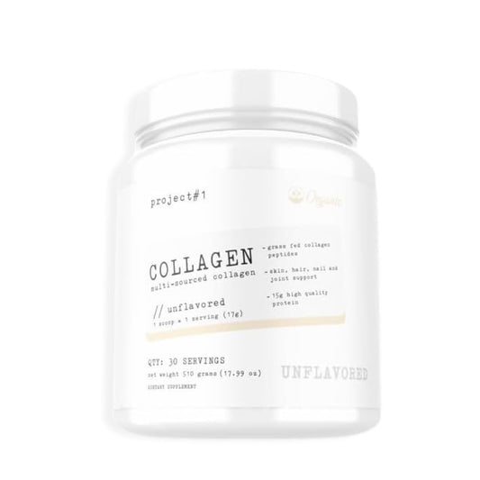 Project #1 Nutrition Multi Sourced Collagen Powder - Grass Fed Collagen Peptides for Skin, Hair, Nails & Joints - Hydrolyzed Collagen & 15g Protein Per Serving - Unflavored - Collagen for Women & Men