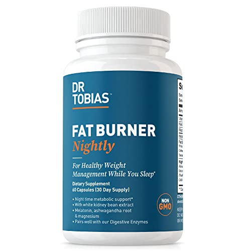 Pre-Order | Arrives in 5–10 Days – Dr. Tobias Fat Burner Nightly, Night Time Metabolic Support with White Kidney Bean Extract, Ashwagandha Root, Green Coffee Bean Extract & Melatonin, Non-GMO, 60 Capsules (30 Day Supply)
