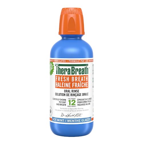 TheraBreath Fresh Breath Oral Rinse - Icy Mint | Fights Bad Breath | Certified Vegan, Gluten-Free, & Kosher | 473ml