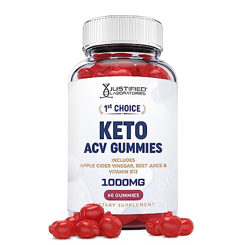 Justified Laboratories 1st Choice Keto ACV Gummies 1000MG Vegan Non GMO with Pomegranate Juice Beet Root B12 60 Gummys