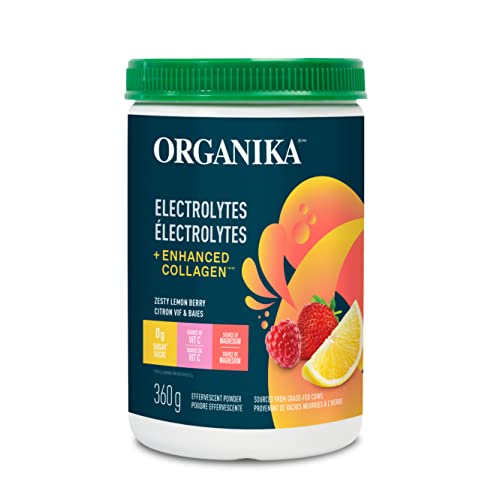 Organika Electrolytes + Enhanced Collagen- Zesty Lemon Berry Flavour- Sugar-Free Hydration + Protein 360 gram - 30 Servings