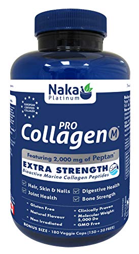 Naka Platinum Pro MARINE Collagen Super BONUS Size 180 Veggie Caps (150+30 FREE) Extra Strength Bioactive Marine Peptides.