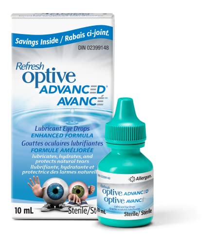 Refresh Optive Advanced Ophtalmic Solution, lubricant eye drops, enhanced formula, dry eye relief, 10ml