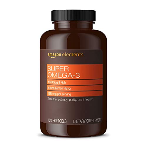 Pre-Order | Arrives in 5–10 Days – Amazon Elements Super Omega-3 with Natural Lemon Flavor, EPA & DHA Omega-3 fatty acids, 120 Count (1280 mg per serving, 2 Softgels) (Packaging may vary)