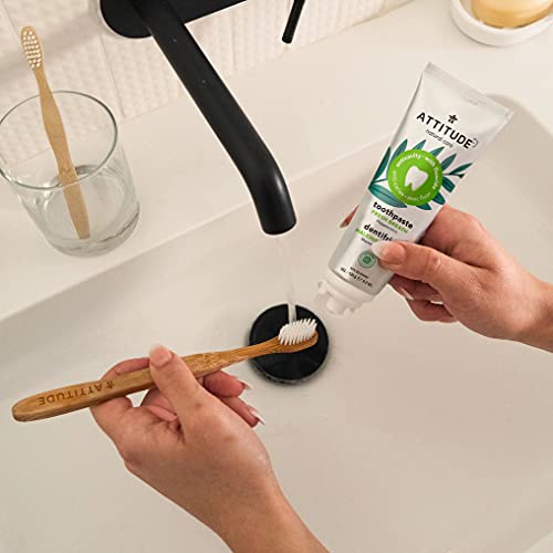 ATTITUDE Natural Toothpaste with Fluoride, Fresh Breath and Clean Mouth, Vegan and Cruelty-Free, Peppermint, 120 grams