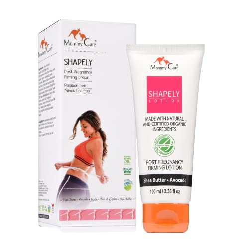 Mommy Care Shapely Post Pregnancy Firming Lotion 100 ml / 3.38 fl oz Postpartum Belly Firming Cream Tummy Tightening for After Pregnancy Certified Organic All Natural Stretch Mark Remover for Mom
