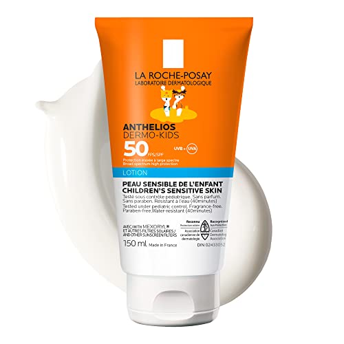 La Roche-Posay Kids Sunscreen, Anthelios Face & Body Sunblock Lotion SPF50 for children & toddlers, Water-resistant, Oxybenzone-Free & Paraben-Free, Pediatrician & Dermatologist Tested, 150M