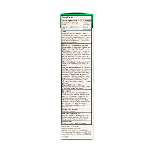 Pre-Order | Arrives in 5–10 Days – Bactine First Aid Spray for Pain Relief and Itch Relief, Antiseptic, Anesthetic and No Sting Formula, 105 ml