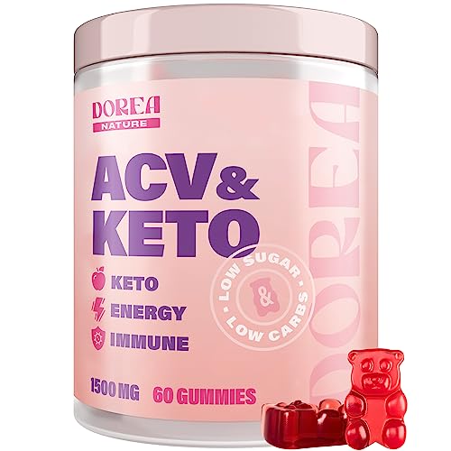 Pre-Order | Arrives in 5–10 Days – Dorea Nature ACV Keto Gummies 1500 mg - Low Carbs Low Sugar Natural Apple Cider Vinegar Gummies for Energy, Detox & Cleanse - Keto ACV Gummies for Women & Men - 60 psc
