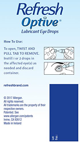 Refresh Optive Lubricant Eye Drops, Preservative-Free, 0.01 Fl Oz Single-Use Containers, 60 Count