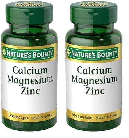 Nature's Bounty Calcium Magnesium & Zinc Caplets, Immune & Supporting Bone Health, 100 Count (Pack of 2)