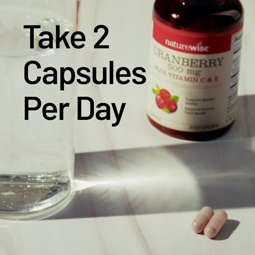 NatureWise Cranberry Pills for Women - Extract Equal to 12,500mg* Cranberry Supplement + Vitamin C & E - Cleansing Urinary Tract & Bladder - Vegan, Non-GMO, Sugar-Free - 60 Capsules[1-Month Supply]
