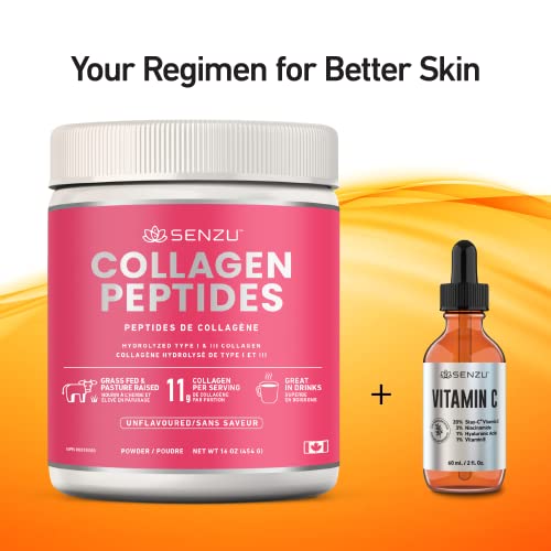 Premium Collagen Peptides Protein Powder For Healthy Hair, Skin, Nails, Joints - Hydrolyzed For Better Absorption | Made in Canada, Grass Fed, Keto, Kosher & Halal Certified - Non GMO, Gluten Free (454g / 16 oz)