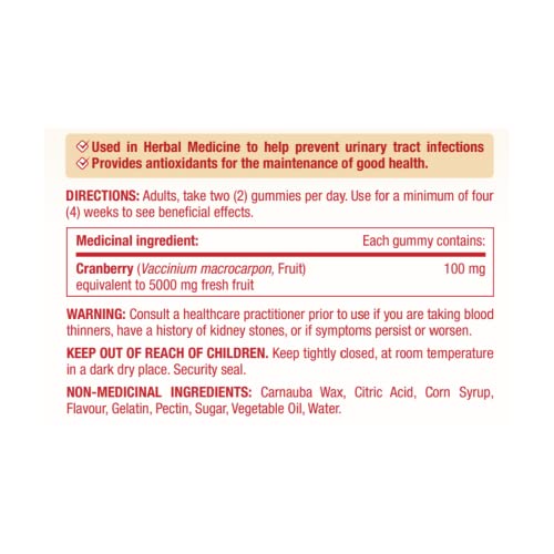 Nature's Bounty Cranberry Gummies Herbal Supplement, Helps Prevent Recurrent UTIs, 60 Gummies, Multi-colored