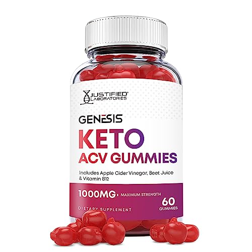 Justified Laboratories Genesis Keto ACV Gummies 1000MG Vegan Non GMO with Pomegranate Juice Beet Root B12 60 Gummys