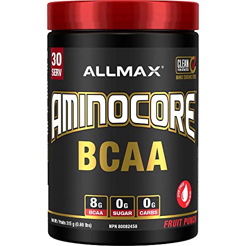 ALLMAX Nutrition Aminocore Bcaa - 8g Bcaas - 100% Pure Branch Chained Amino Acids - Gluten Free 315 gram Fruit Punch