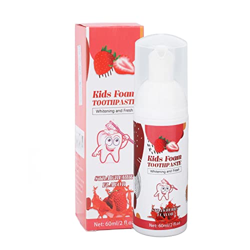 Kids Foam Toothpaste 60ml Calcium Rich Strawberry Flavor Teeth Whitening Freshens Breath Baby Toddlers Child Toothpaste Oral Care Deep Cleansing Gums