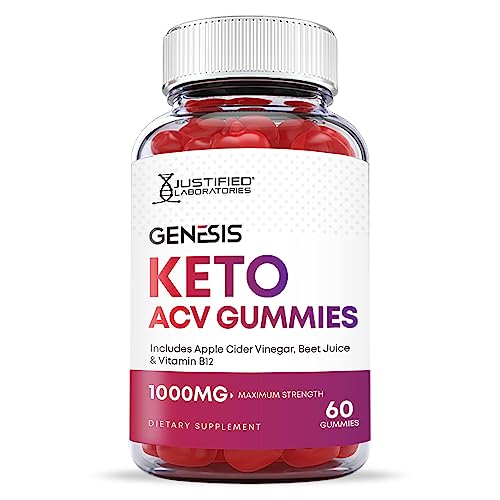 Justified Laboratories Genesis Keto ACV Gummies 1000MG Vegan Non GMO with Pomegranate Juice Beet Root B12 60 Gummys