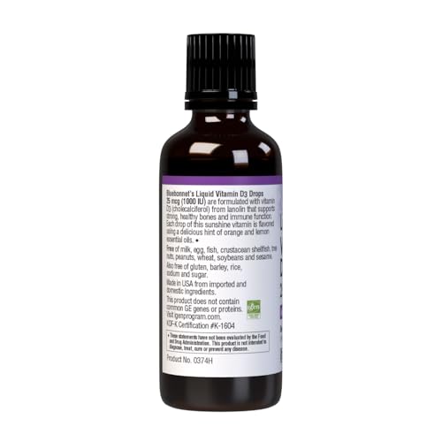 Pre-Order | Arrives in 5–10 Days – BlueBonnet Liquid Vitamin D3 Drops 1000 IU, Citrus, Transparent, Scented, 1 Fl Oz