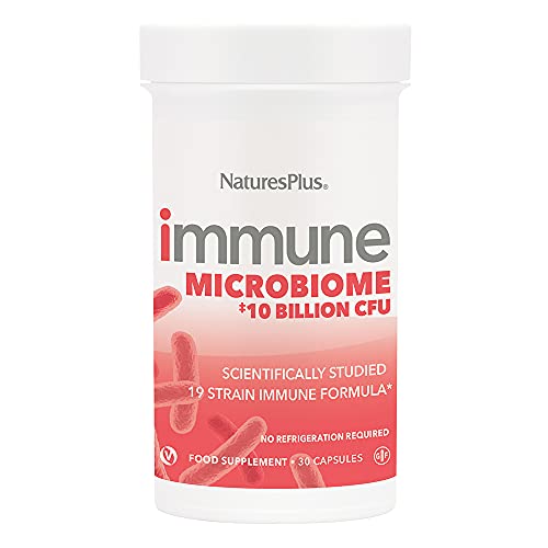 Natures Plus Immune Probiotic - 30 Capsules - 10 Billion CFU - Respiratory & Gut Health, Immune Support - with Prebiotic Fiber - Non-GMO, Vegan, Gluten Free - 30 Servings