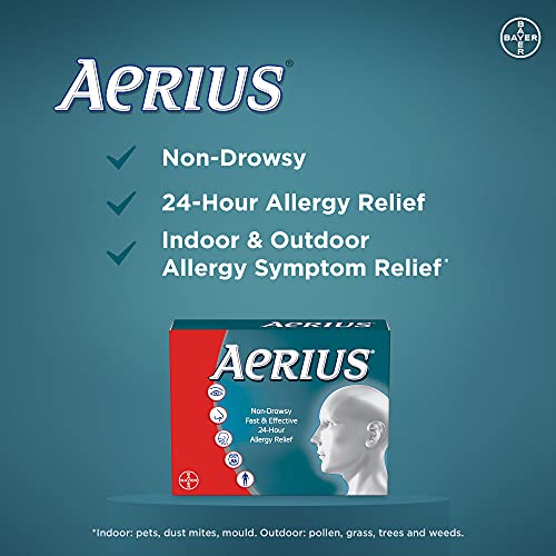 Pre-Order | Arrives in 5–10 Days – Aerius Allergy Medicine, Fast Relief, 24-Hour, Non-Drowsy, 15 Symptoms, 50 Tablets