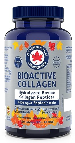 Beauty Collagen - Hydrolyzed Bovine Collagen Peptides 130 Tablets - 1,000mg of Peptan/Tablet - Orthomolecular Laboratories (Canada) - Research Based Advanced Formulas