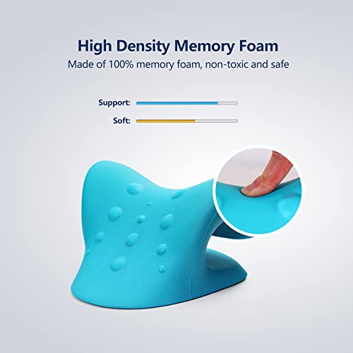 Neck Stretcher for Neck Pain Relief, Neck and Shoulder Relaxer Cervical Neck Traction Device Pillow for TMJ Pain Relief and Muscle Relax, Cervical Spine Alignment Chiropractic Pillow (Blue)