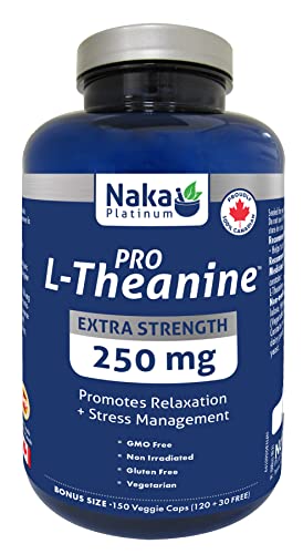 Naka Platinum PRO L-Theanine 250 mg Promotes Relaxation BONUS SIZE 150 Veggie Caps (120+30 FREE)
