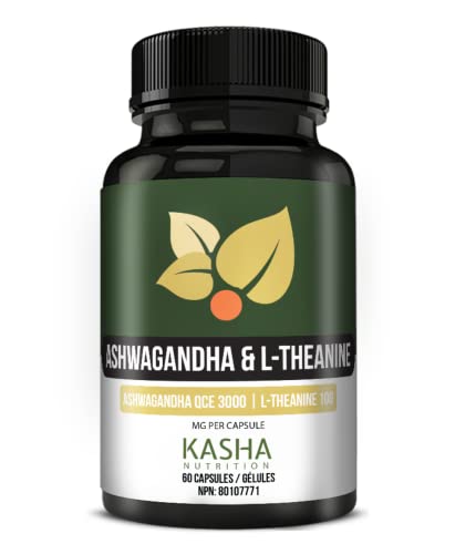 New! KASHA Nutrition Ashwagandha 3000mg and L-theanine 100mg Per Capsule | Resistance to Stress, Energy, Memory Enhancement, Sleep Aid & Rejuvenative Tonic | High Potency 10:1 Extract, Expert Formulated | Proudly Canadian | No Additives | 60 Capsules