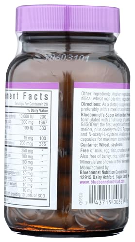 BlueBonnet Super Antioxidant Formula Vegetarian Capsules, 60 Count, White