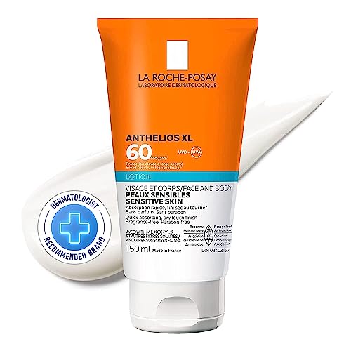 La Roche-Posay Body Sunscreen Lotion, Anthelios Sunscreen Broad Spectrum SPF 60, Fragrance-Free, Non-Comedogenic, Non Greasy, Hypoallergenic, Water Resistant, Dermatologist Recommended, 150ML