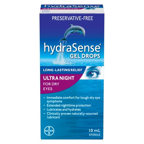 hydraSense Night Therapy Eye Drops, For Dry Eyes, Fast and Long-Lasting Relief, Preservative Free, Naturally Sourced Lubricant, 10 mL
