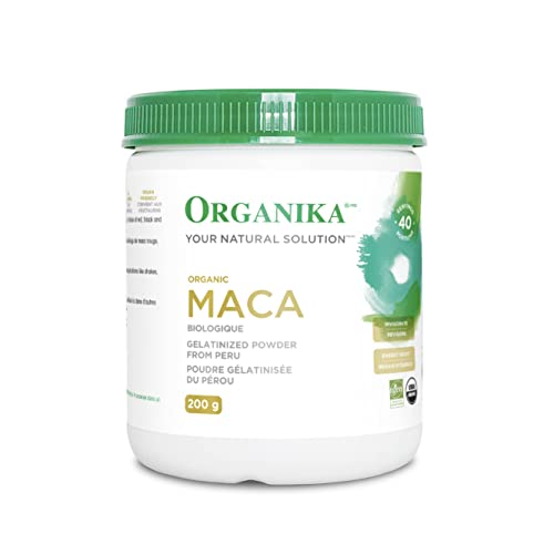 Organika Maca Certified Organic Powder- Gelatinized for High Bioavialability, Hormone Balance, Adaptogen to Help with Stress and Energy - 200 g