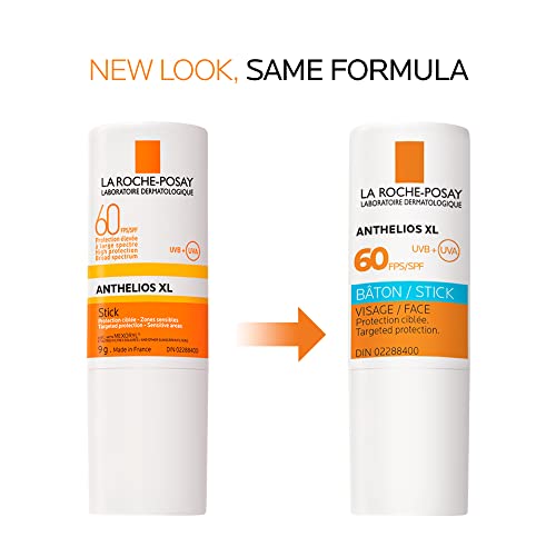 La Roche-Posay Sunscreen STICK For Face, Nose, Ears, Lips, Body, Scalp & All Sensitive Areas | Anthelios Targeted Protection Stick SPF 60 Broad Spectrum, Water Resistant, Fragrance Free, Travel Size, Dermatologist Recommended, 9G