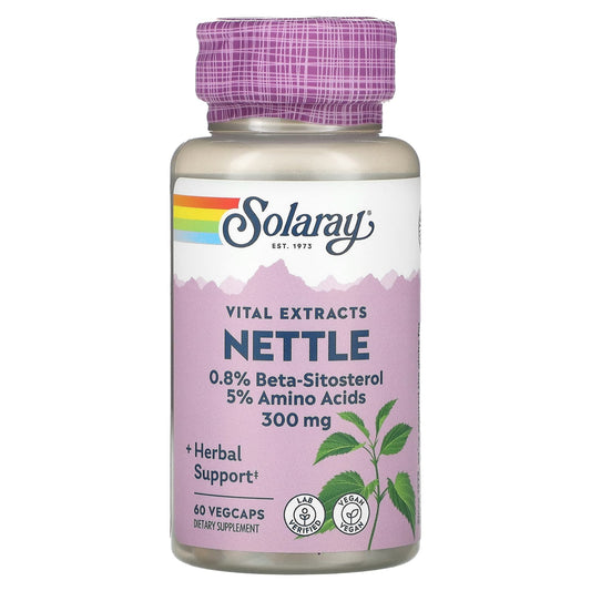 Pre-Order | Arrives in 5–10 Days – Solaray
Nettle, Vital Extracts, 300 mg, 60 VegCaps